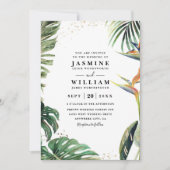 Invitation Paradis tropical de palmiers Mariage avec code QR (Devant)