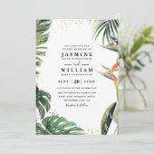 Invitation Paradis tropical de palmiers Mariage avec code QR (Debout devant)
