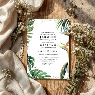 Invitation Paradis tropical de palmiers Mariage avec code QR