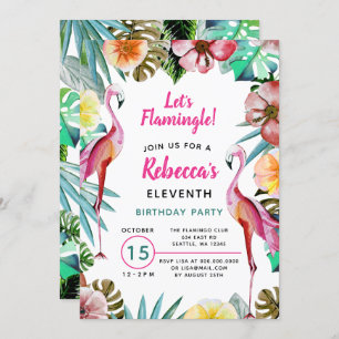Invitation Paradis tropical Flamant rose rose