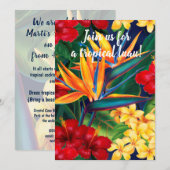 Invitation Paradis tropical Hawaï Floral Luau (Devant / Derrière)