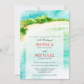Invitation Paradis tropical | mariage de destination de plage (Devant)