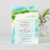 Invitation Paradis tropical | mariage de destination de plage (Debout devant)