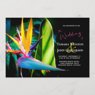 Invitation Paradis tropical oiseau floral foncé mariage sur l