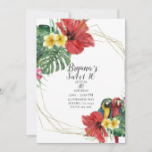 Invitation Paradis tropical Oiseaux Floral Botanical Sweet 16 (Devant)