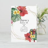 Invitation Paradis tropical Oiseaux Floral Botanical Sweet 16 (Debout devant)
