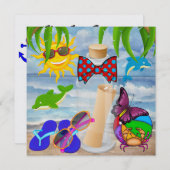 Invitation Paradise Beach Message dans une bouteille - SRF (Devant / Derrière)