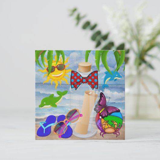 Invitation Paradise Beach Message dans une bouteille - SRF (Debout devant)