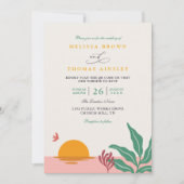 Invitation Paradise Beach Tropical Vintage QR Code Wedding (Devant)