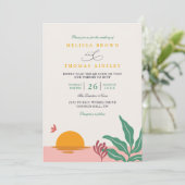 Invitation Paradise Beach Tropical Vintage QR Code Wedding (Debout devant)