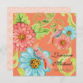 Invitation Paradise Inséparables 3, Floral Modern Mariage (Devant / Derrière)