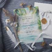 Invitation Paradise Palms Tropical Beach QR Code Wedding