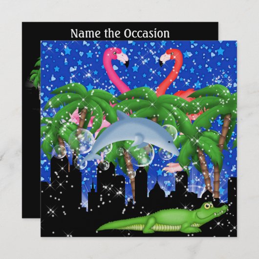 Invitation Paradise Party in Style Bright Lights - SRF (Devant / Derrière)