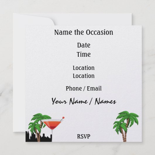 Invitation Paradise Party in Style Bright Lights - SRF (Dos)