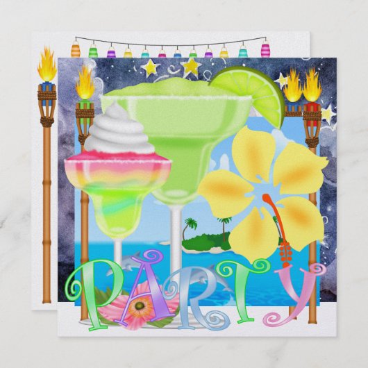 Invitation Paradise PARTY / Luau - SRF (Devant / Derrière)