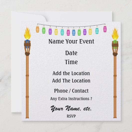 Invitation Paradise PARTY / Luau - SRF (Dos)