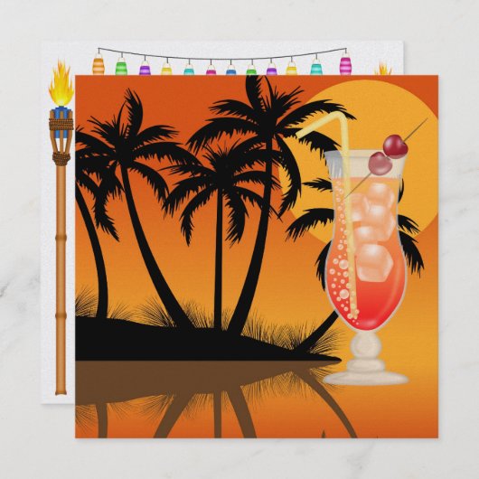 Invitation Paradise PARTY / Luau - SRF (Devant / Derrière)