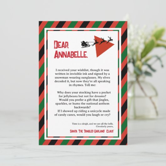 Invitation Paradoxe de Tinsel DADA Lettre du Père Noël (Debout devant)