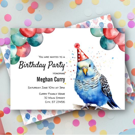 Invitation Parakeet Budgie Animal Bird Budgeriger Anniversair