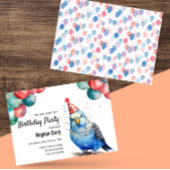 Invitation Parakeet Budgie Animal Bird Budgeriger Anniversair