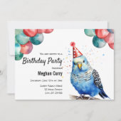 Invitation Parakeet Budgie Animal Bird Budgeriger Anniversair (Devant)