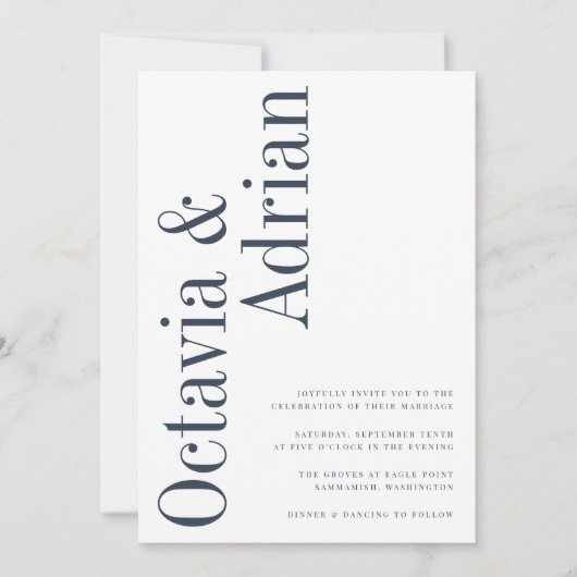 Invitation Parallèle | Mariage de typographie marine moderne  (Devant)