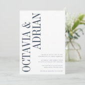 Invitation Parallèle | Mariage de typographie marine moderne  (Debout devant)