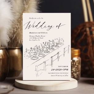 Invitation Paramètre de table dessinée à la main Mariage mini