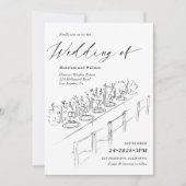 Invitation Paramètre de table dessinée à la main Mariage mini (Devant)