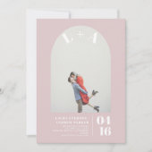 Invitation Paraphe rose roux moderne arc mariage photo (Devant)