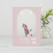 Invitation Paraphe rose roux moderne arc mariage photo (Debout devant)