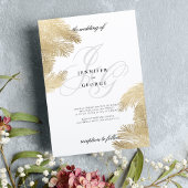Invitation Paraphes en or blanc monogramme mariage tropical
