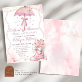 Invitation Parapluie à bottes à ruban rose Avril Pluie Bébé F