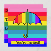 Invitation Parapluie à rayures arc-en-ciel (Devant / Derrière)