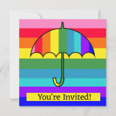 Invitation Parapluie à rayures arc-en-ciel (Devant)