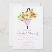 Invitation Parapluie Aquarelle Floral Tournesol Enterrement d (Devant)