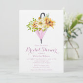 Invitation Parapluie Aquarelle Floral Tournesol Enterrement d (Debout devant)