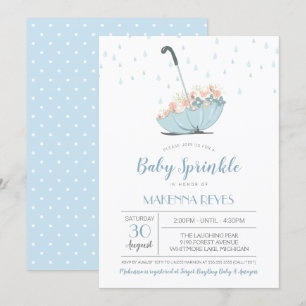 Invitation Parapluie avec fleurs Genre Neutre Bébé Parfum