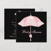 Invitation Parapluie bébé fille Black Pink (Devant / Derrière)