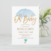 Invitation Parapluie bleu de l'amour Sprinkle Baby shower (Debout devant)