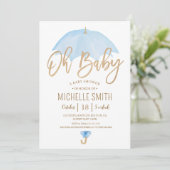 Invitation Parapluie bleu de l'amour Sprinkle Baby shower (Debout devant)