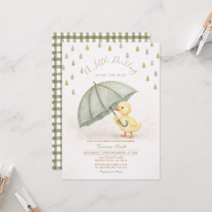 Invitation Parapluie Caneton Vert Sauge Pluie Baby Shower