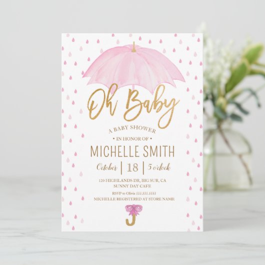 Invitation Parapluie d'amour Sprinkle Baby shower (Debout devant)