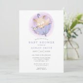 Invitation Parapluie de fleurs de renard de bois Baby shower (Debout devant)