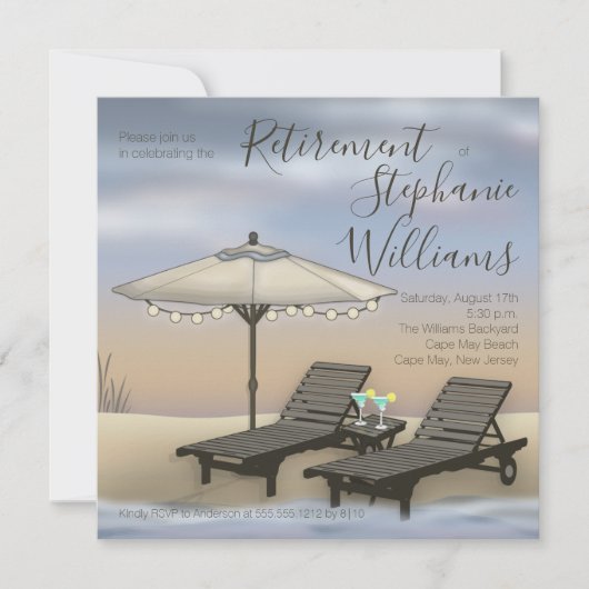 Invitation Parapluie de plage | Lumières | Chaises Coucher de (Devant)