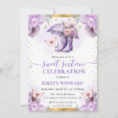 Invitation Parapluie de printemps violet et or doux 16 (Devant)