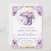 Invitation Parapluie de printemps violet et or doux 16 (Devant)