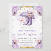 Invitation Parapluie de printemps violet et or doux 16 (Devant)