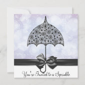Invitation Parapluie en dentelle noire Purple Baby Sprinkle D (Devant)
