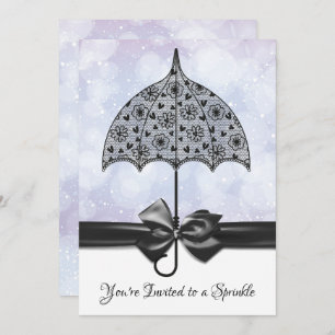 Invitation Parapluie en dentelle noire violet Baby shower